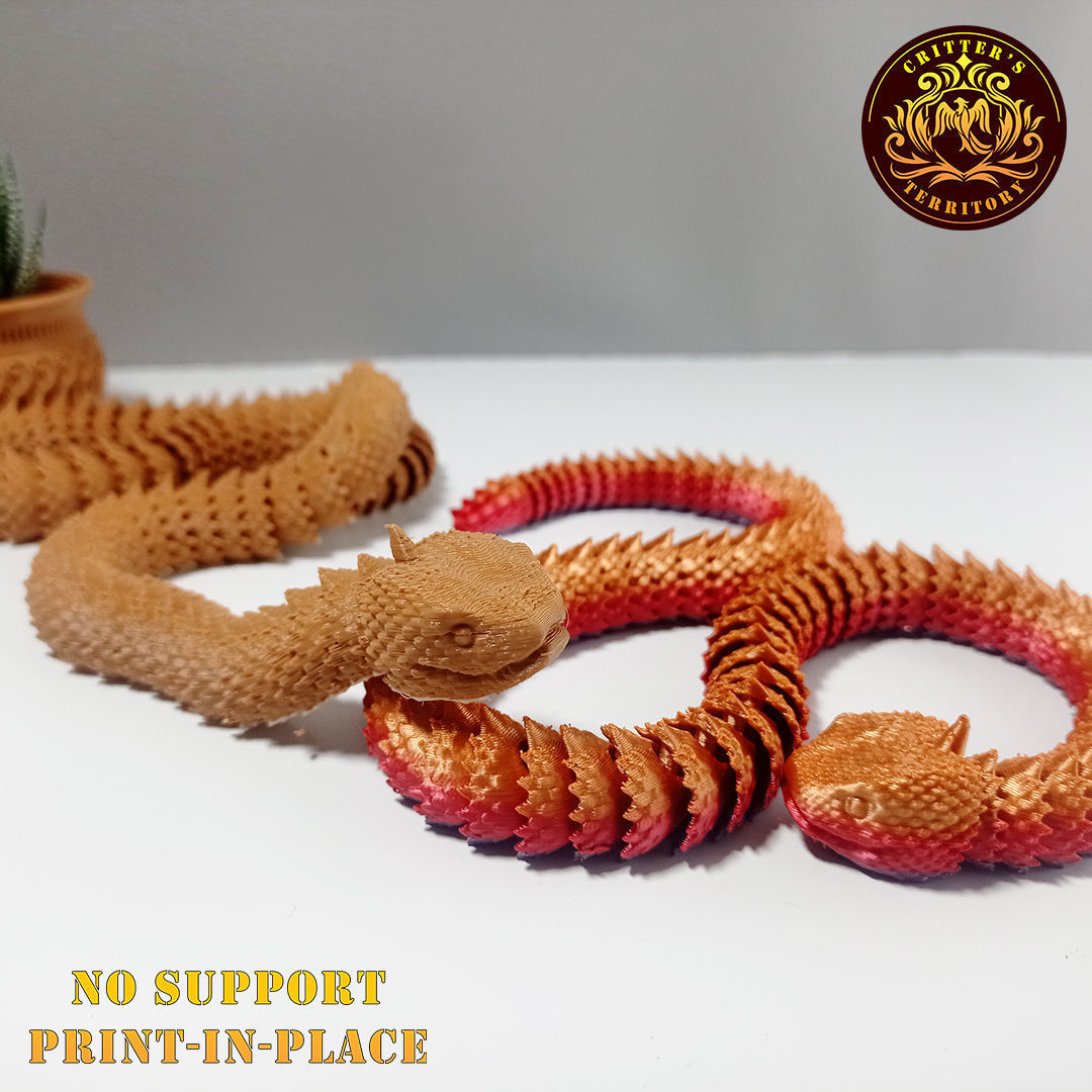 ARTICULATED SPIKY VIPER SNAKE 3D print model_2