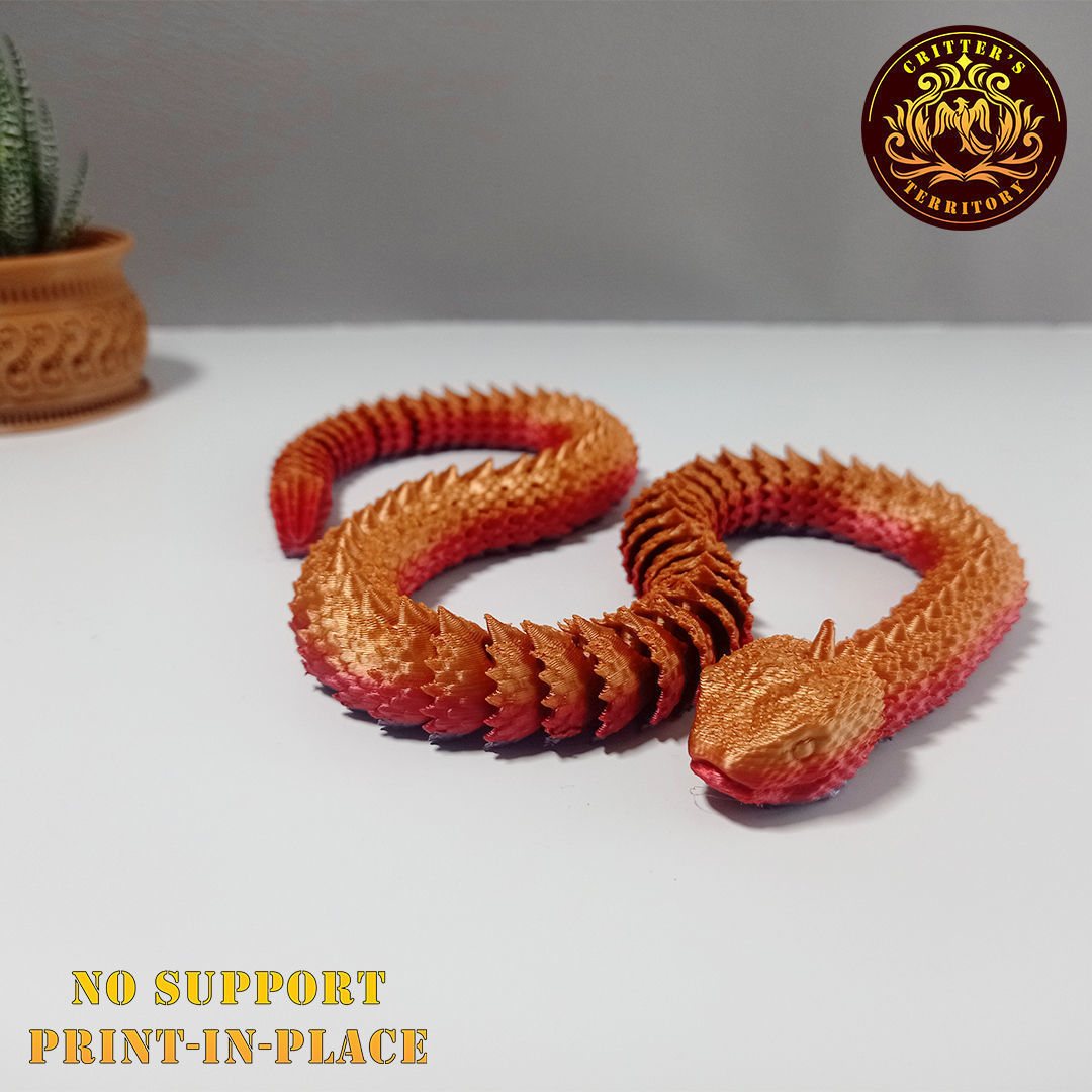 ARTICULATED SPIKY VIPER SNAKE 3D print model_8