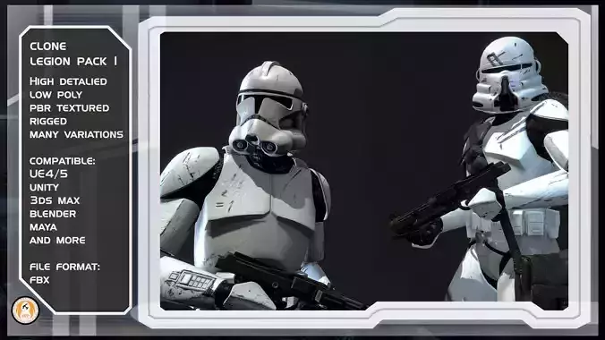 Clone Trooper Phase II Legion pack Low-poly 3D model