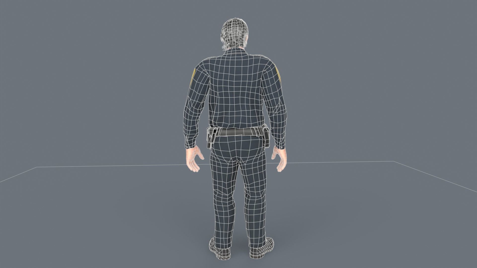 Police Boy Low-poly 3D model_10