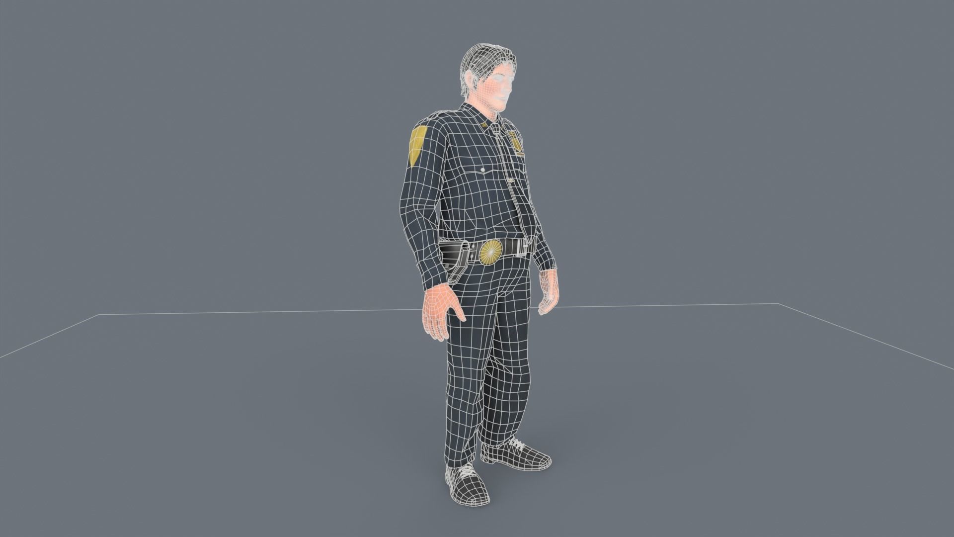 Police Boy Low-poly 3D model_8