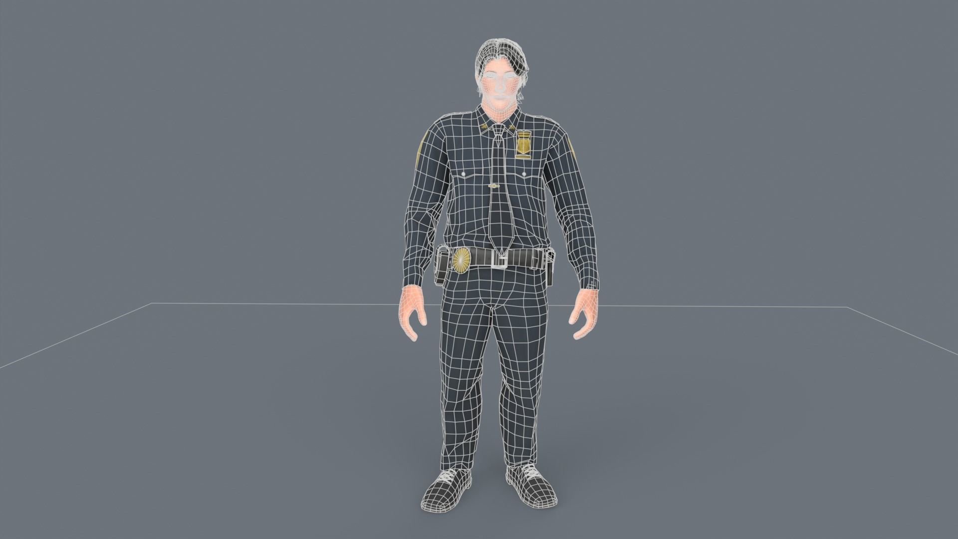 Police Boy Low-poly 3D model_7
