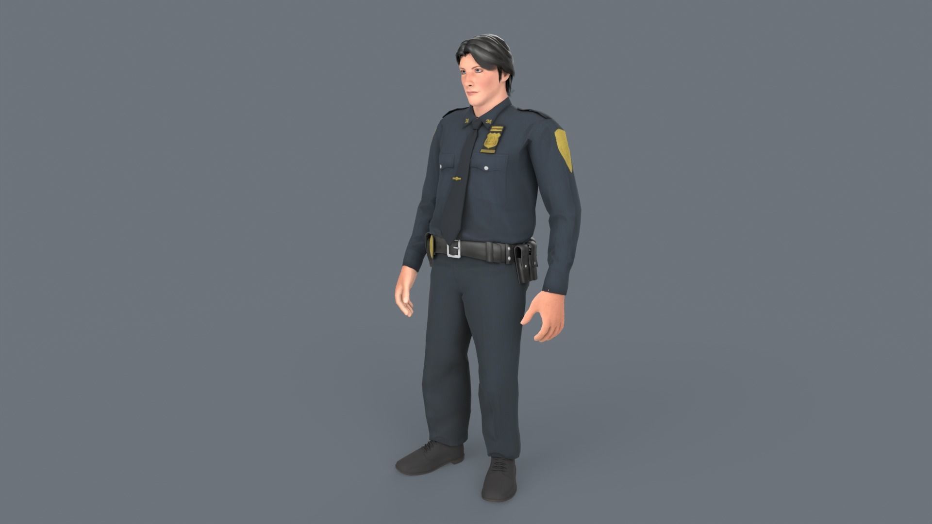 Police Boy Low-poly 3D model_6