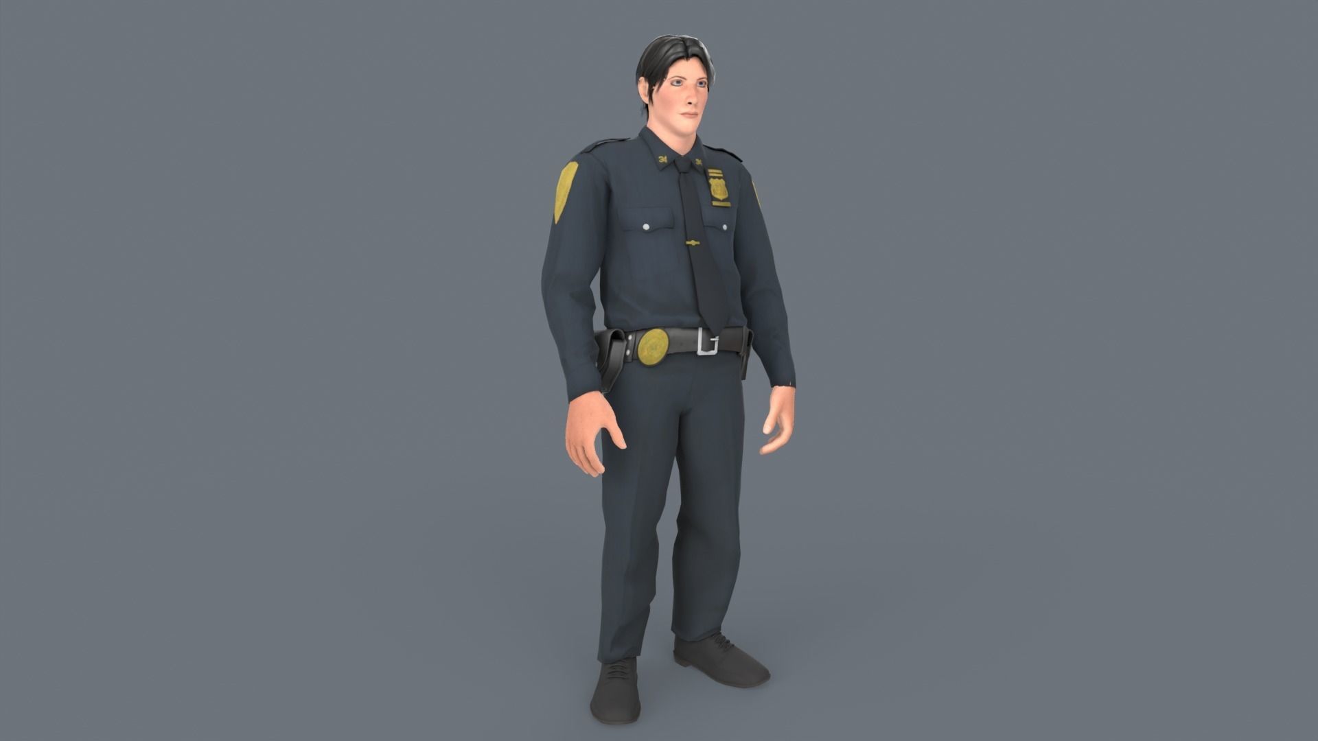 Police Boy Low-poly 3D model_2