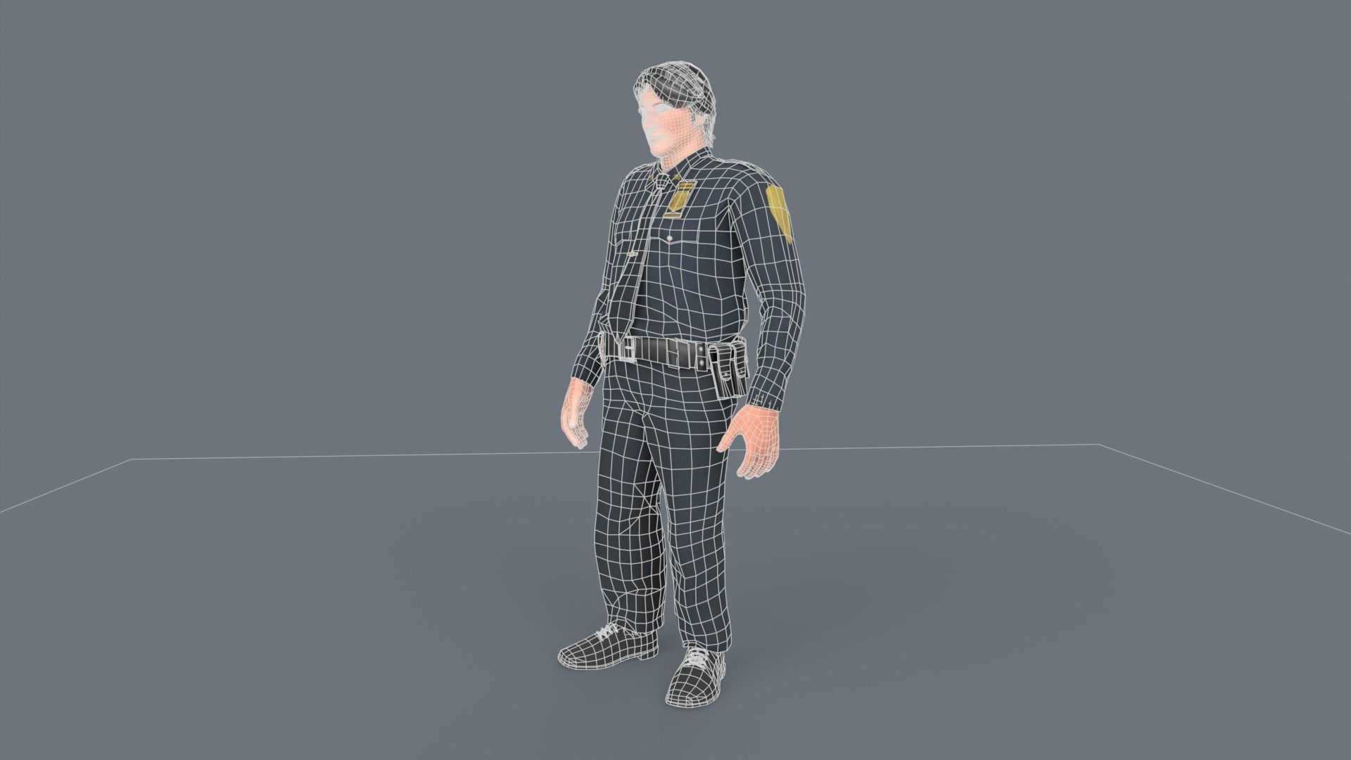 Police Boy Low-poly 3D model_11
