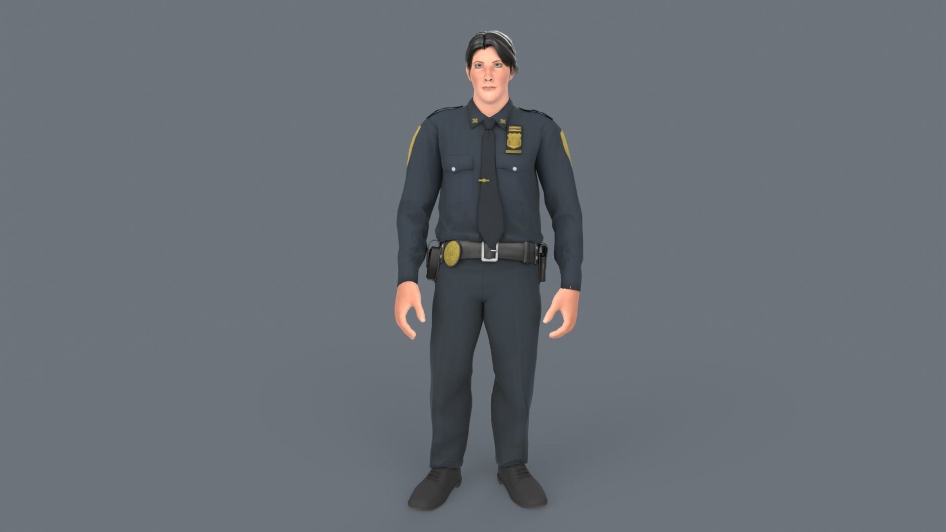 Police Boy Low-poly 3D model_1