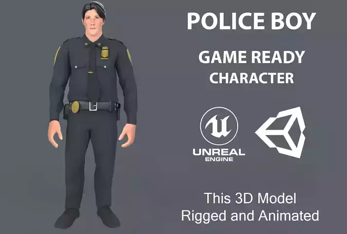 Police Boy Low-poly 3D model