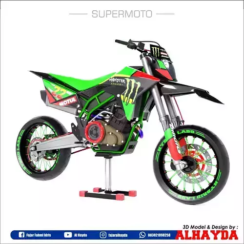 Supermoto dirt bike Low-poly 3D model