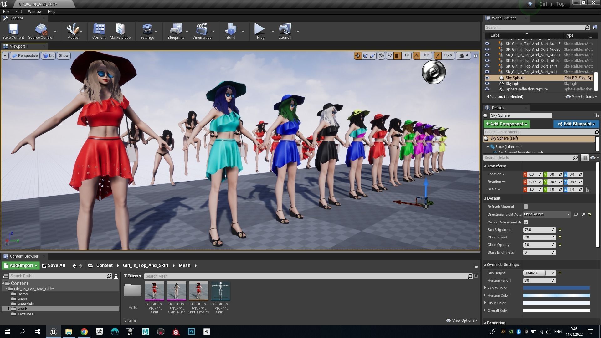 Girl In Top And Skirt Low-poly 3D model_23