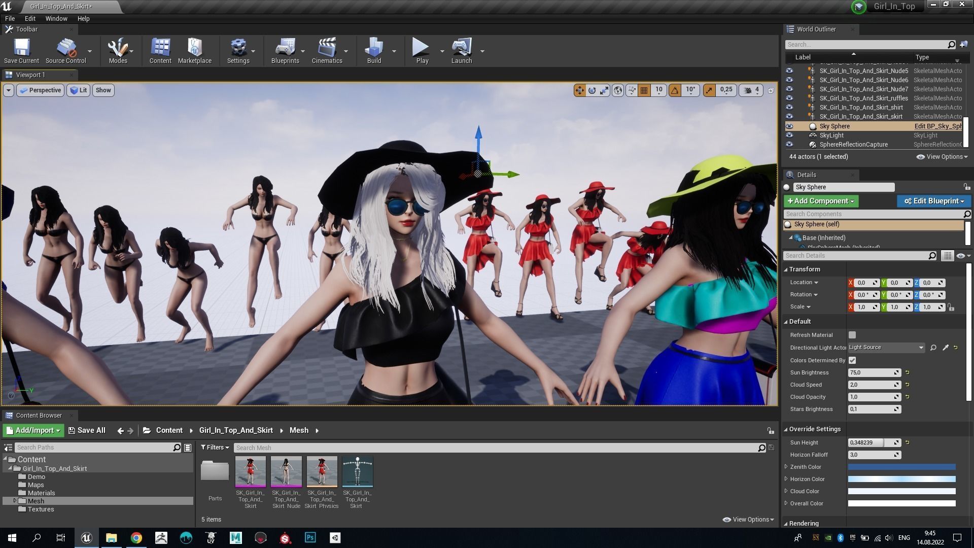 Girl In Top And Skirt Low-poly 3D model_18