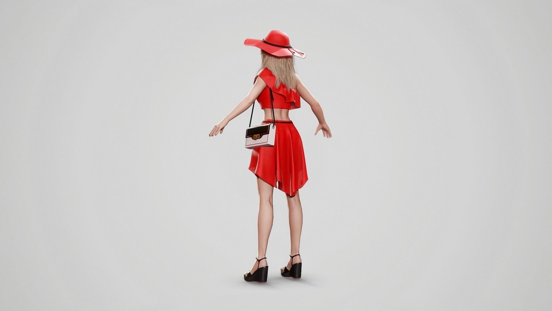 Girl In Top And Skirt Low-poly 3D model_5
