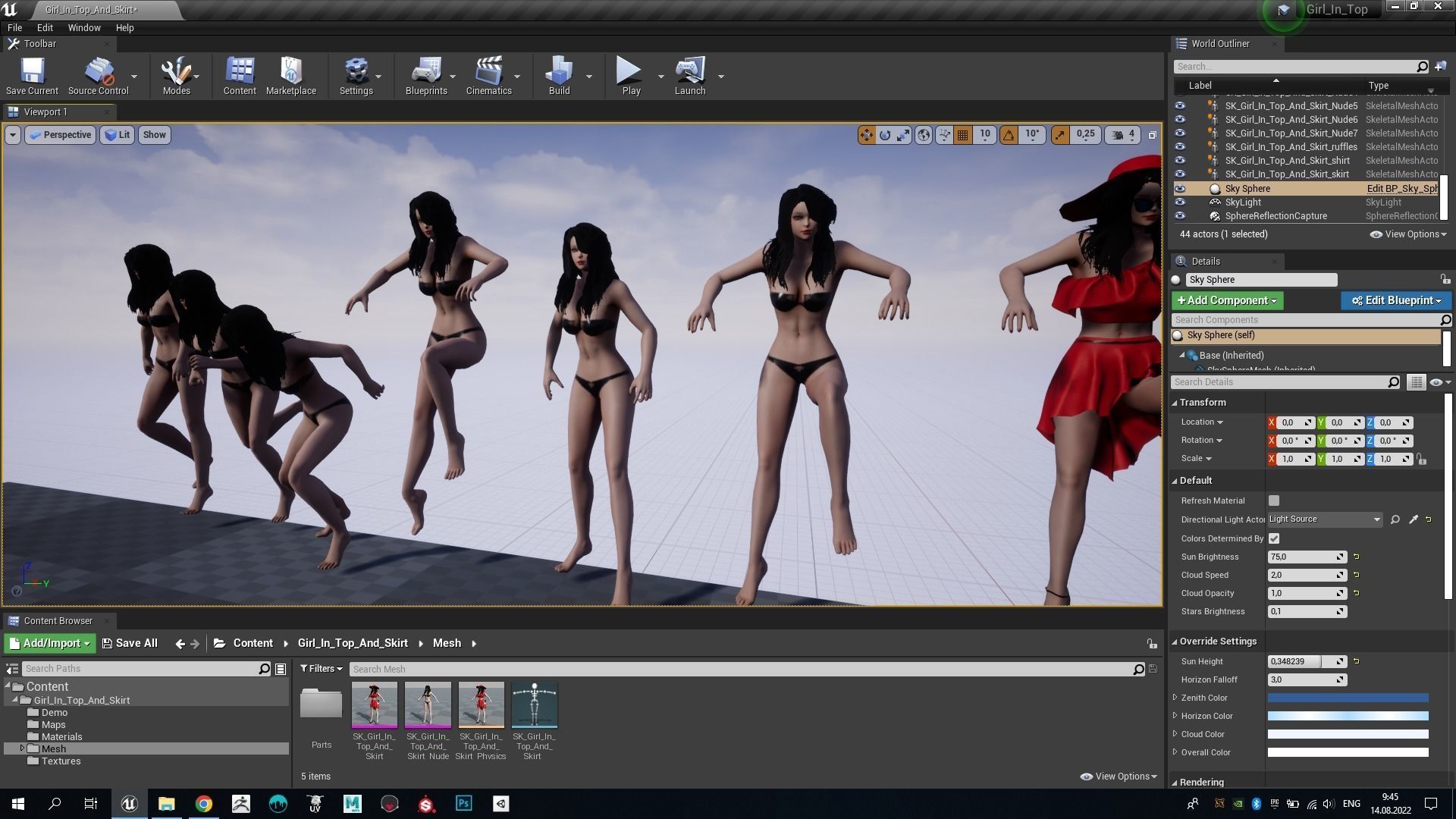 Girl In Top And Skirt Low-poly 3D model_22