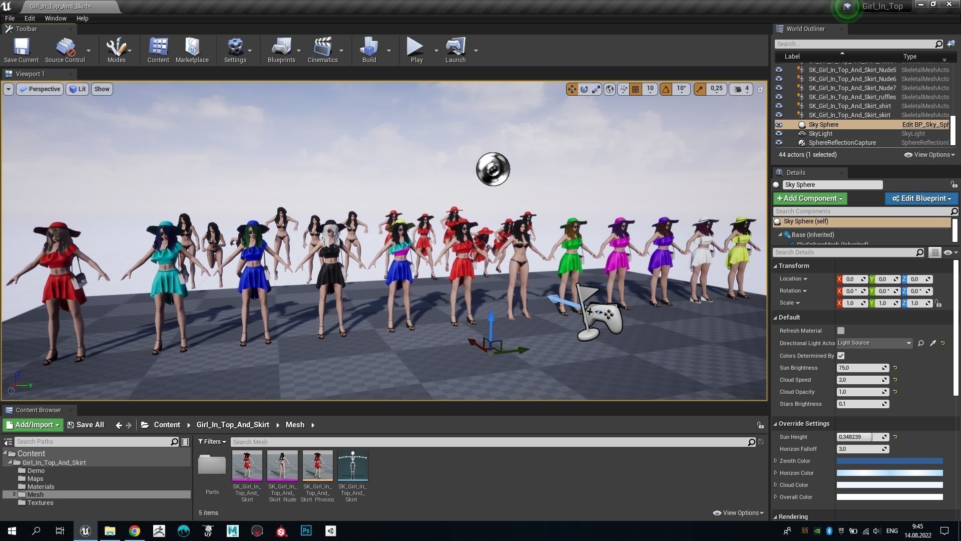 Girl In Top And Skirt Low-poly 3D model_17