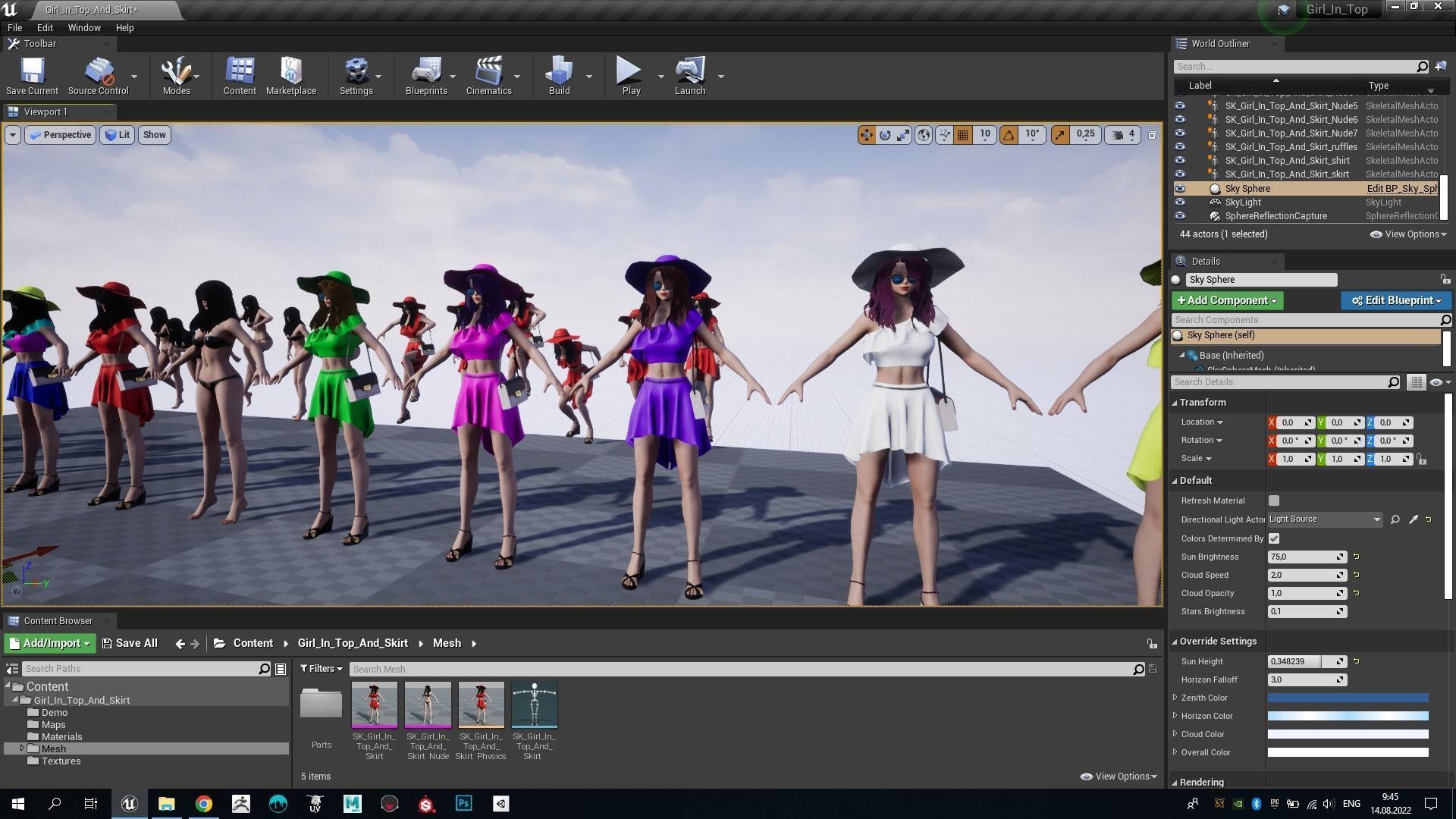 Girl In Top And Skirt Low-poly 3D model_20