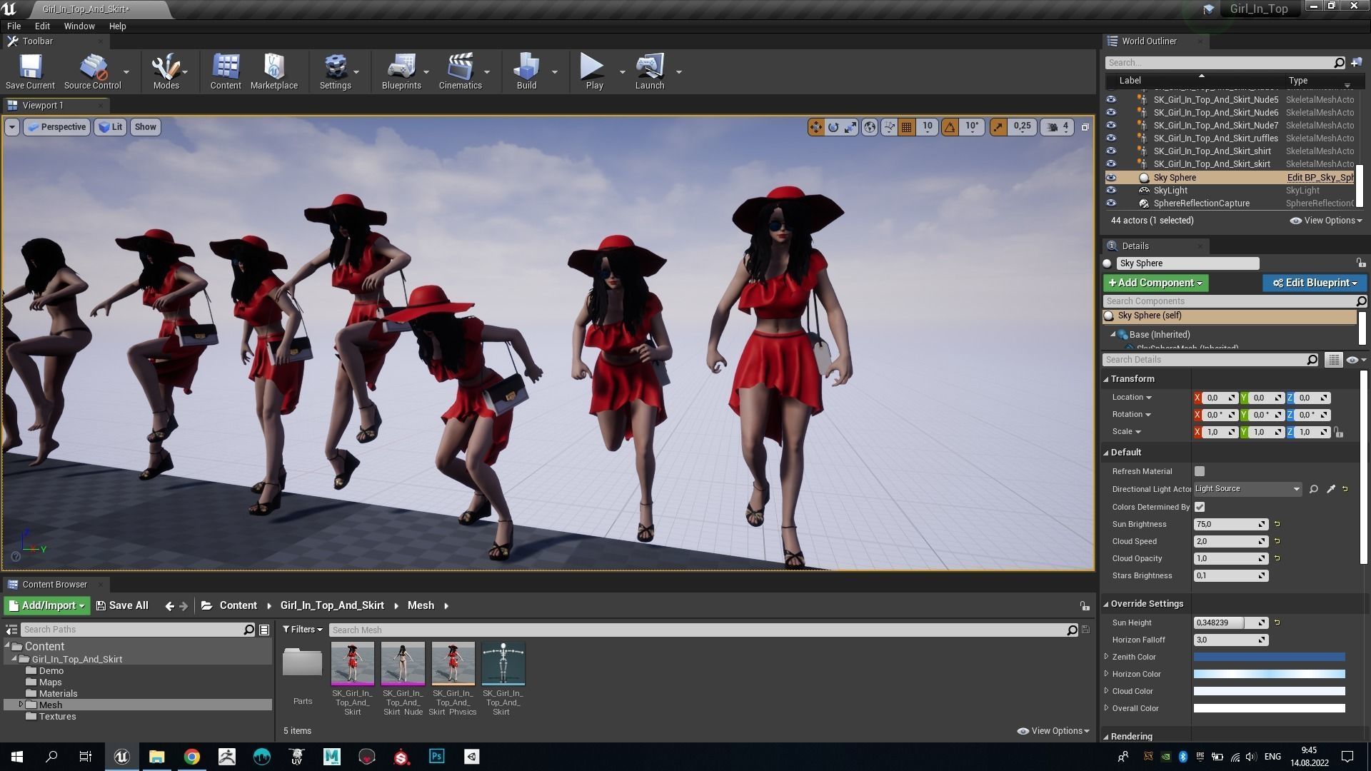 Girl In Top And Skirt Low-poly 3D model_21