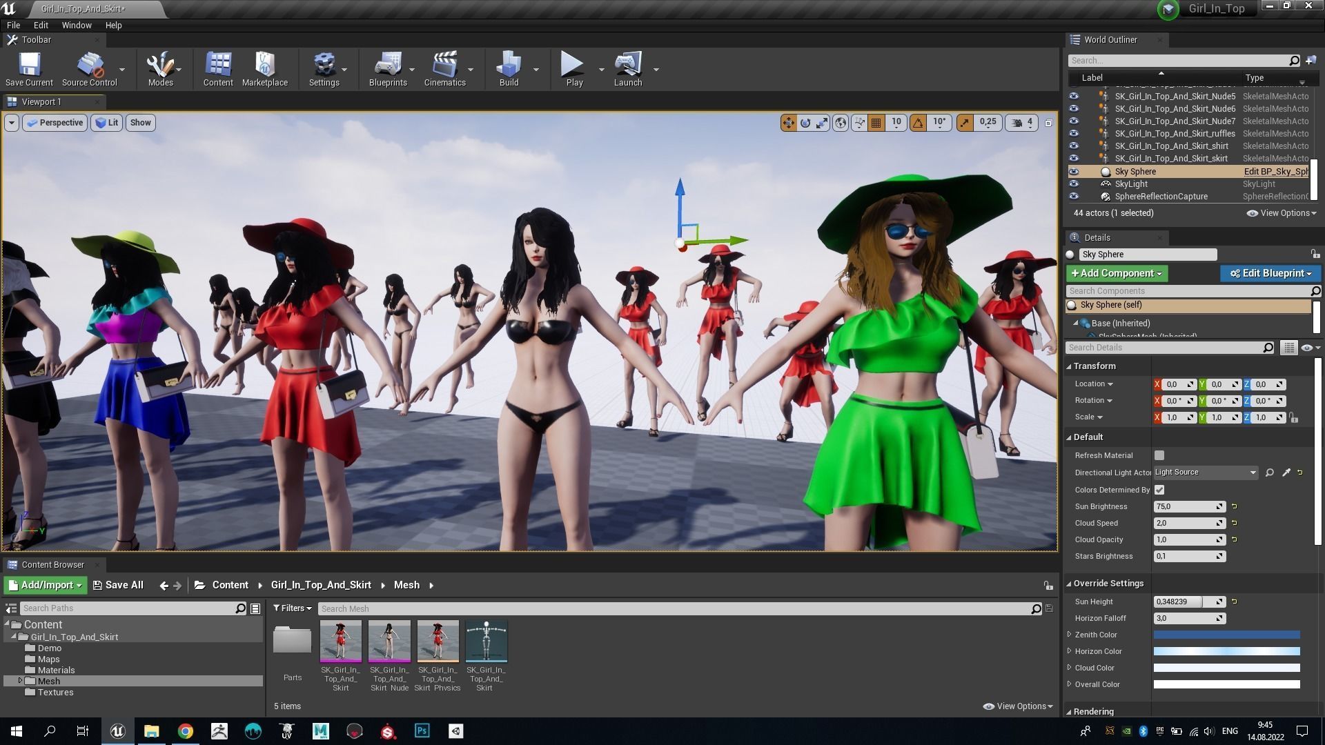 Girl In Top And Skirt Low-poly 3D model_19