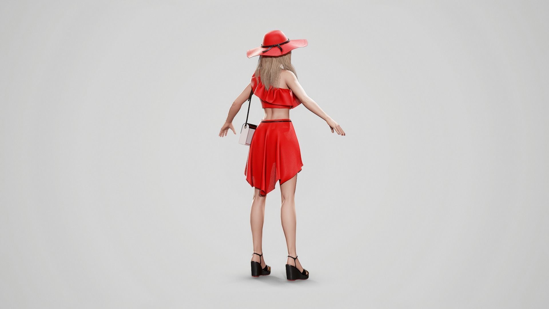 Girl In Top And Skirt Low-poly 3D model_4