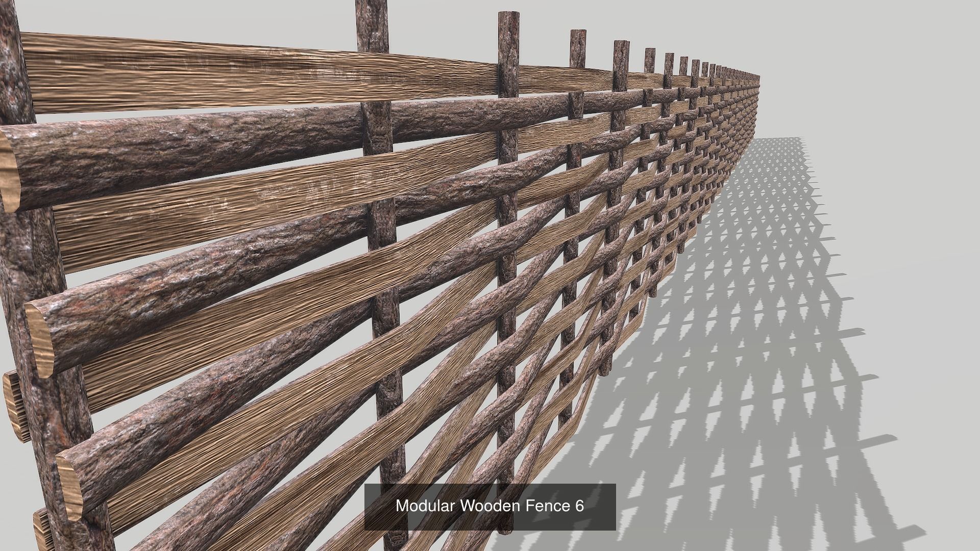 Modular Wooden Low Poly Fence Collection _14