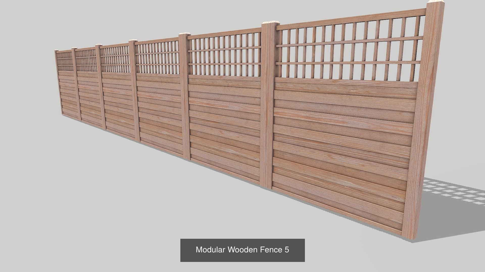 Modular Wooden Low Poly Fence Collection _13
