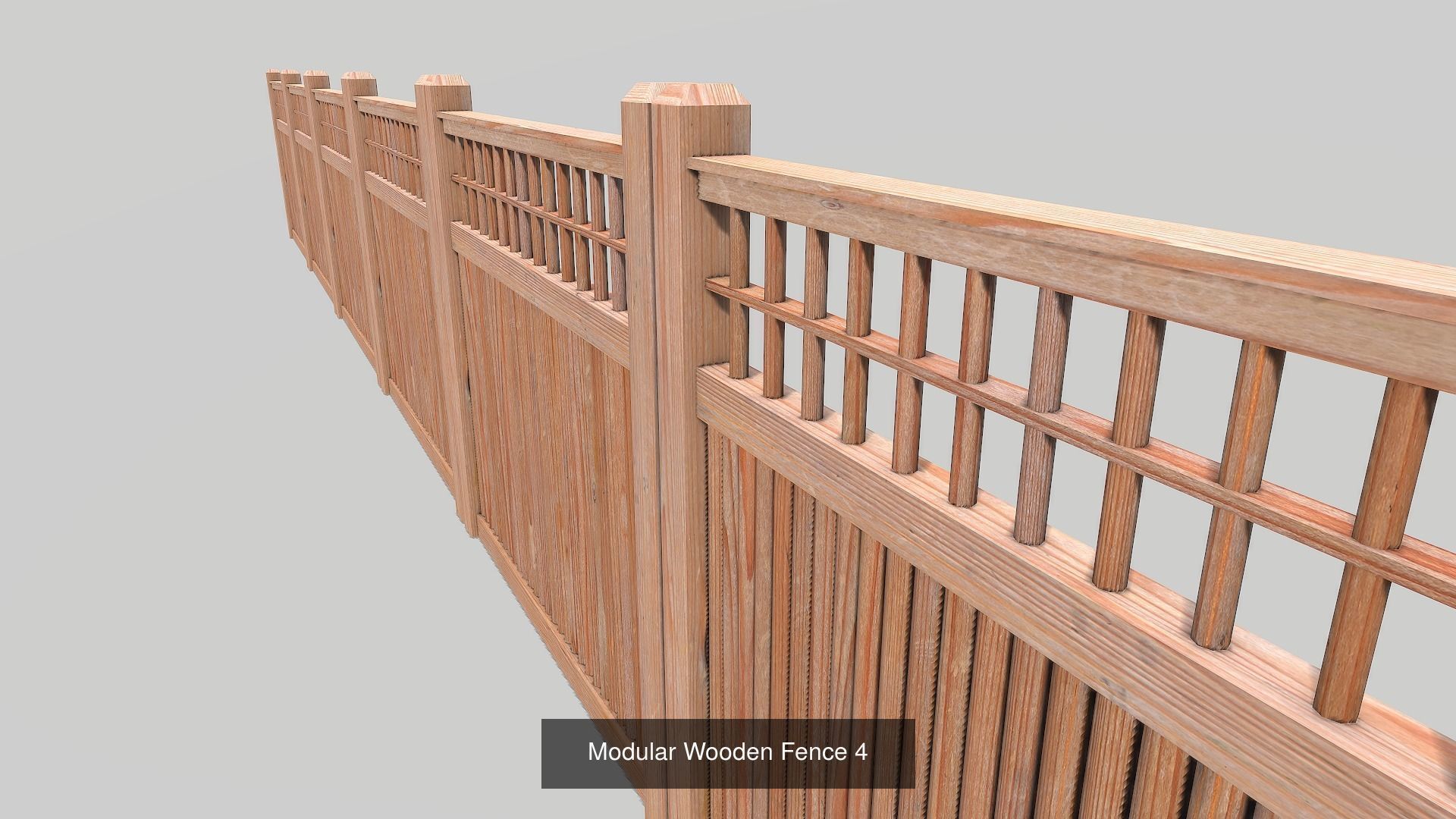 Modular Wooden Low Poly Fence Collection _12
