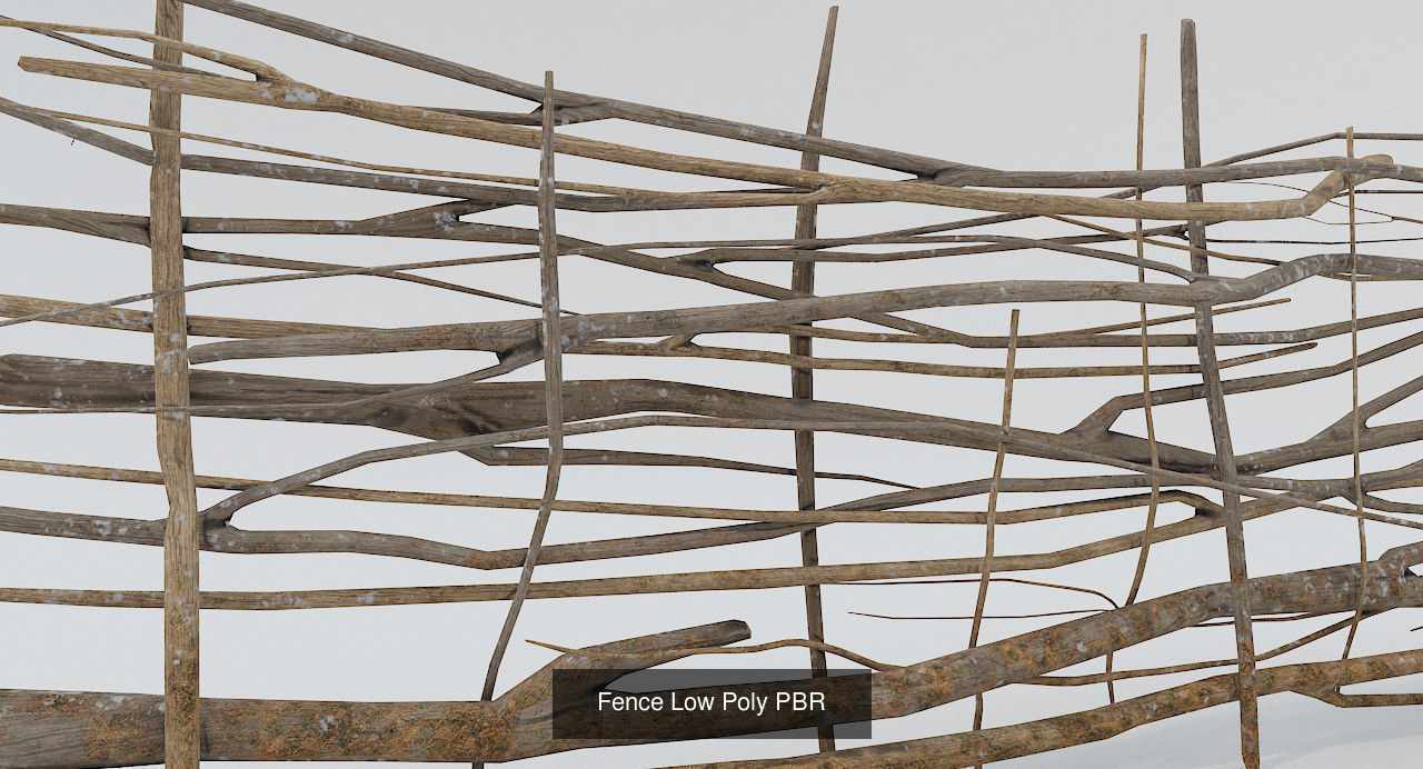 Modular Wooden Low Poly Fence Collection _8