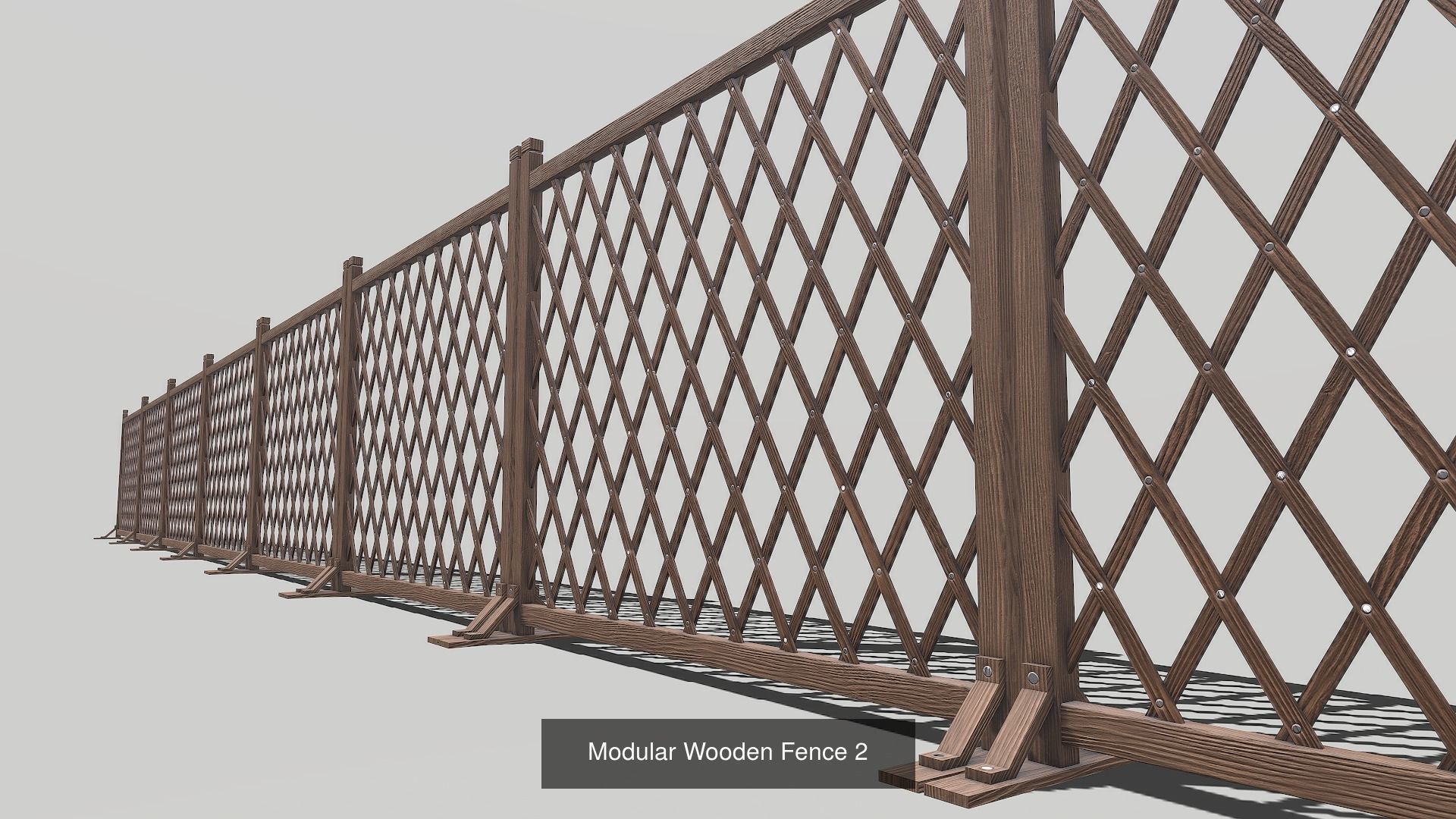 Modular Wooden Low Poly Fence Collection _10