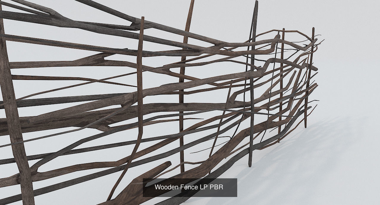 Modular Wooden Low Poly Fence Collection _7
