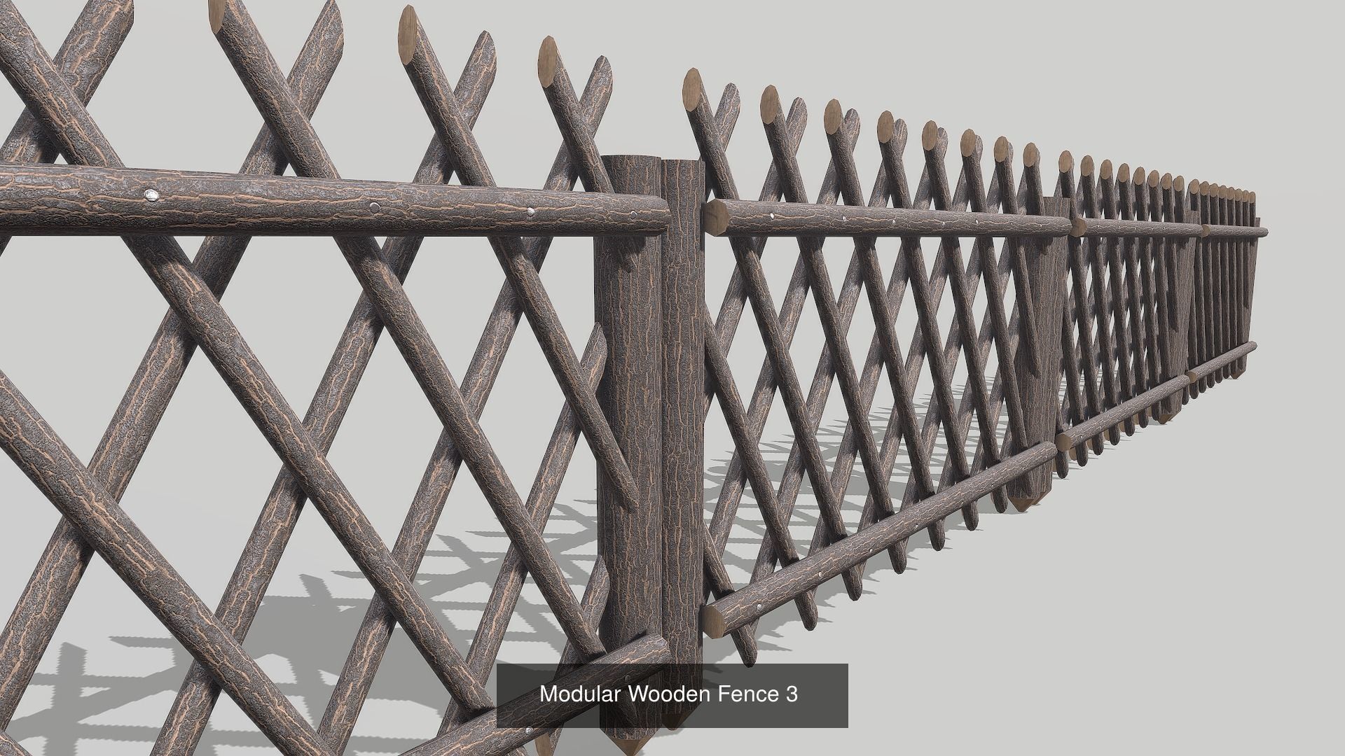Modular Wooden Low Poly Fence Collection _11