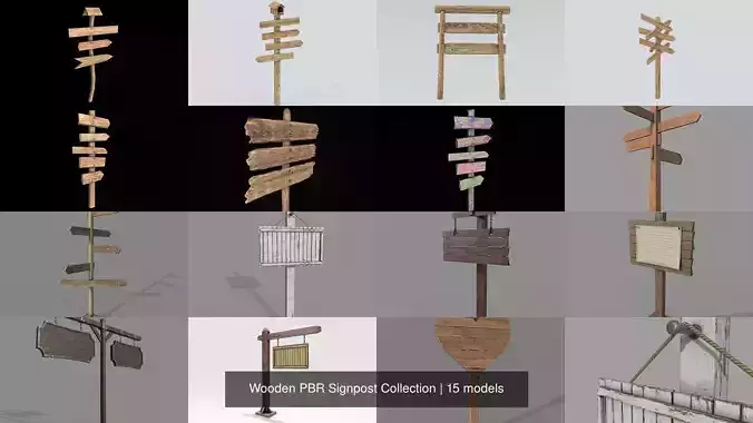 Wooden PBR Signpost Collection 