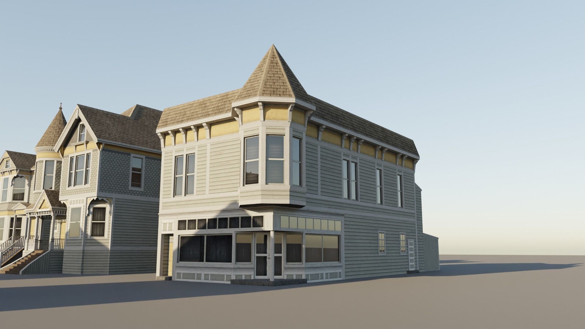 American Queen Anne Houses - Classic US Pack Low-poly 3D model_8