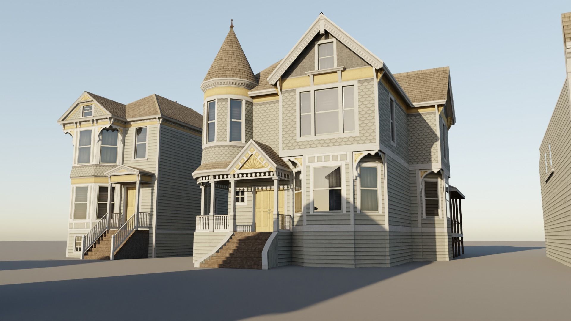 American Queen Anne Houses - Classic US Pack Low-poly 3D model_1