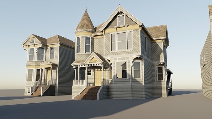American Queen Anne Houses - Classic US Pack Low-poly 3D model 2
