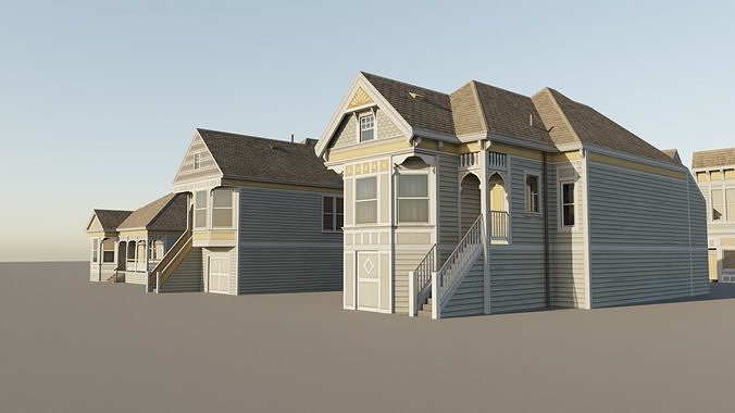 American Queen Anne Houses - Classic US Pack Low-poly 3D model 7