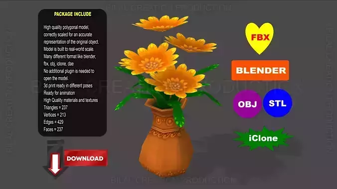 FLOWER POT Low-poly 3D model