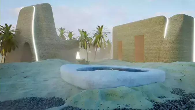 Sci Fi Desert Villa Low-poly 3D model