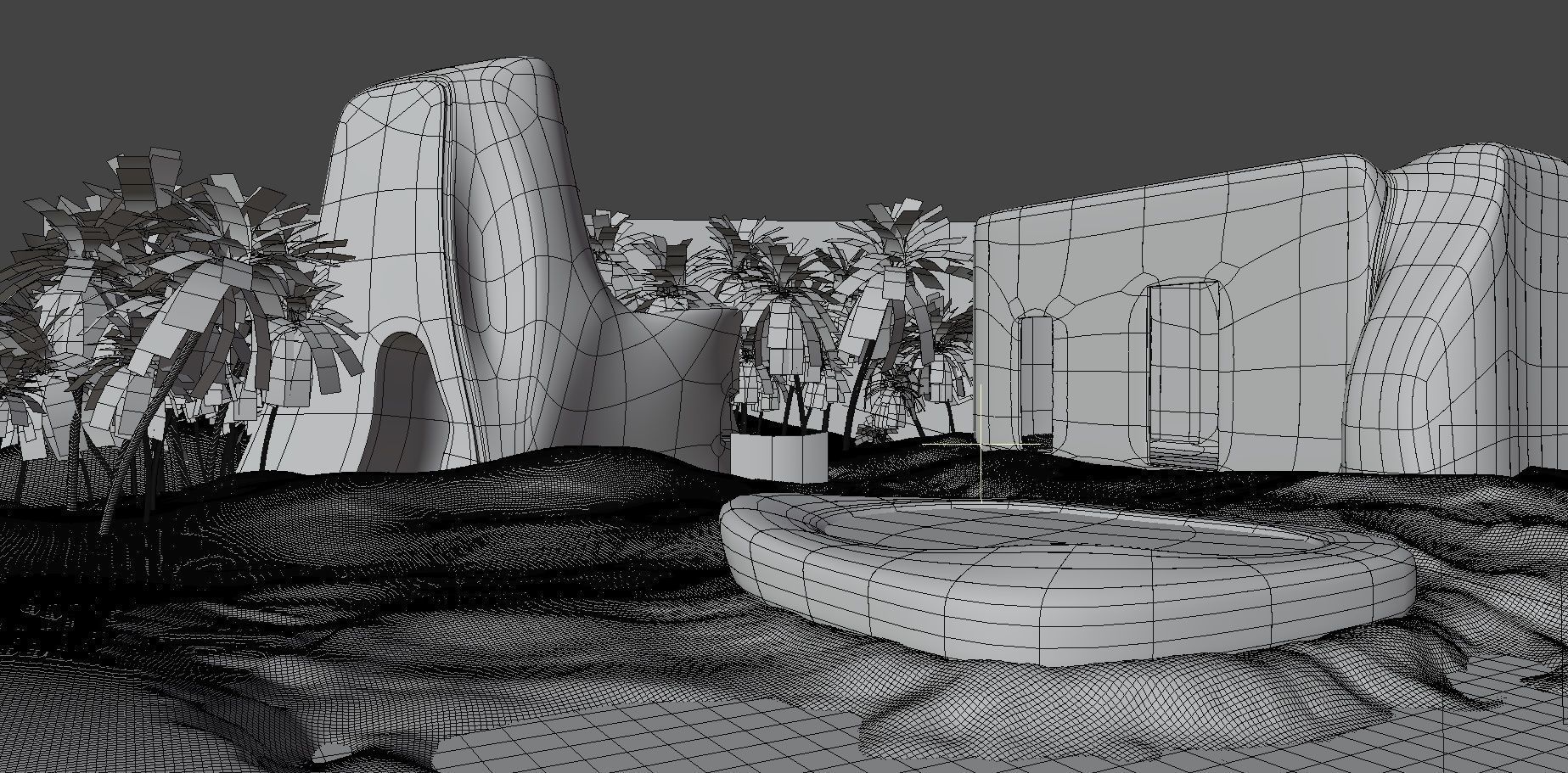 Sci Fi Desert Villa Low-poly 3D model_1