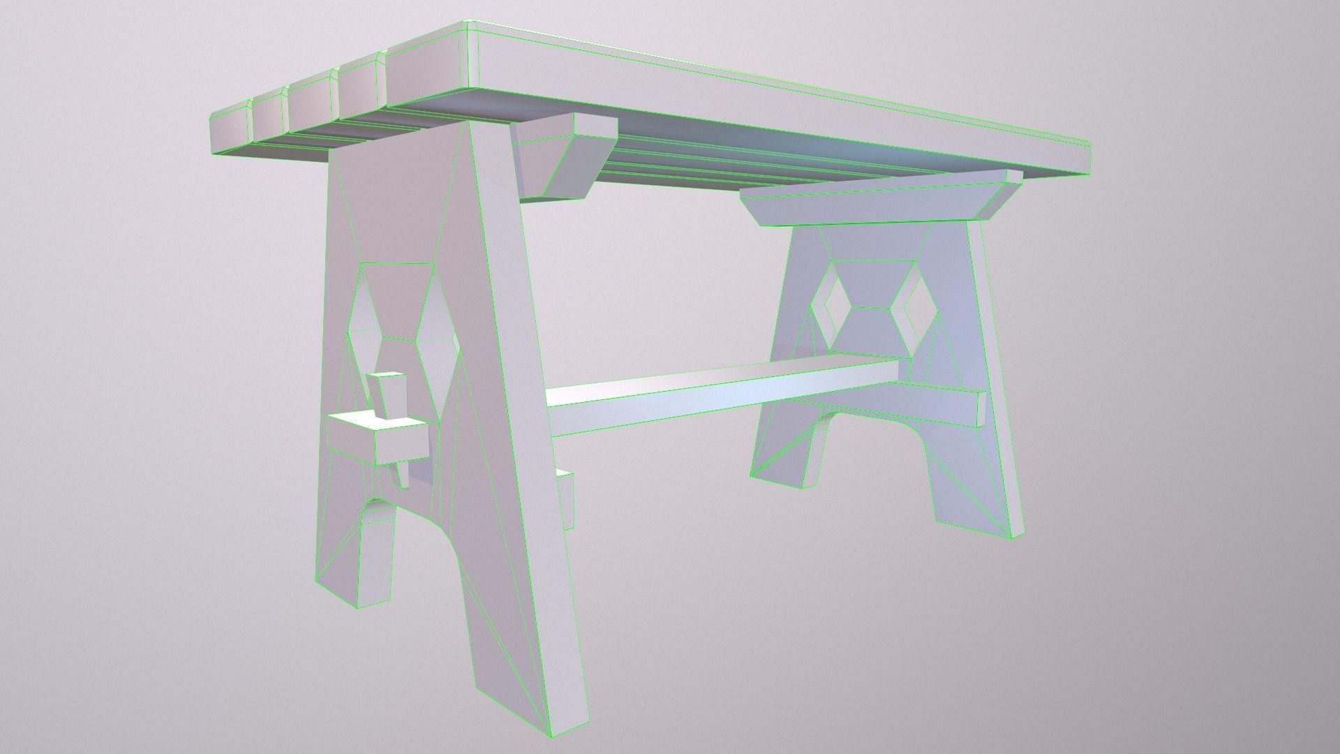 Stylized medieval table Low-poly 3D model_15