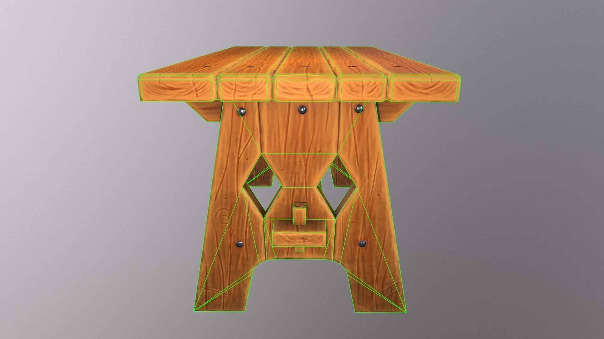 Stylized medieval table Low-poly 3D model_12