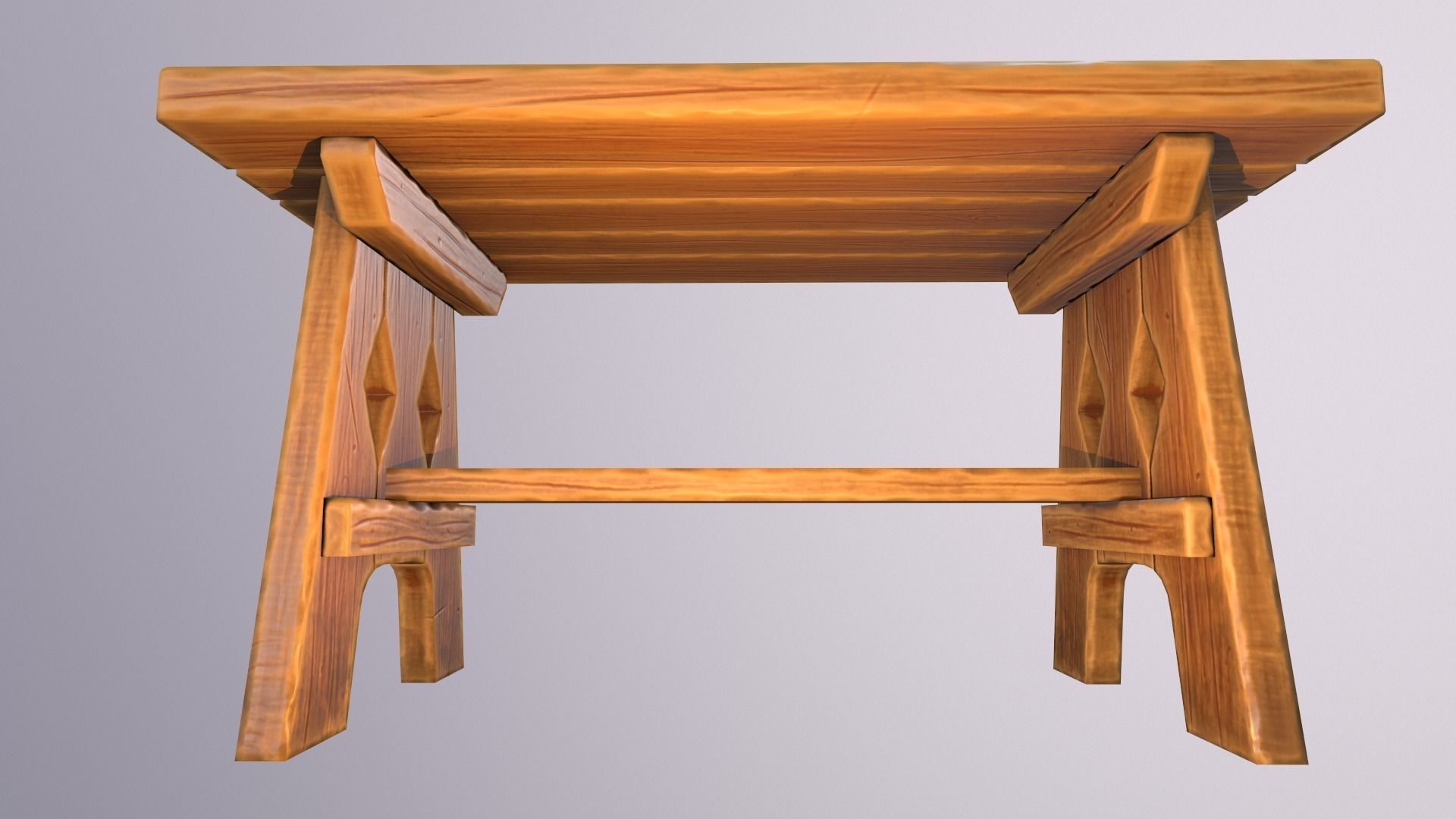 Stylized medieval table Low-poly 3D model_7