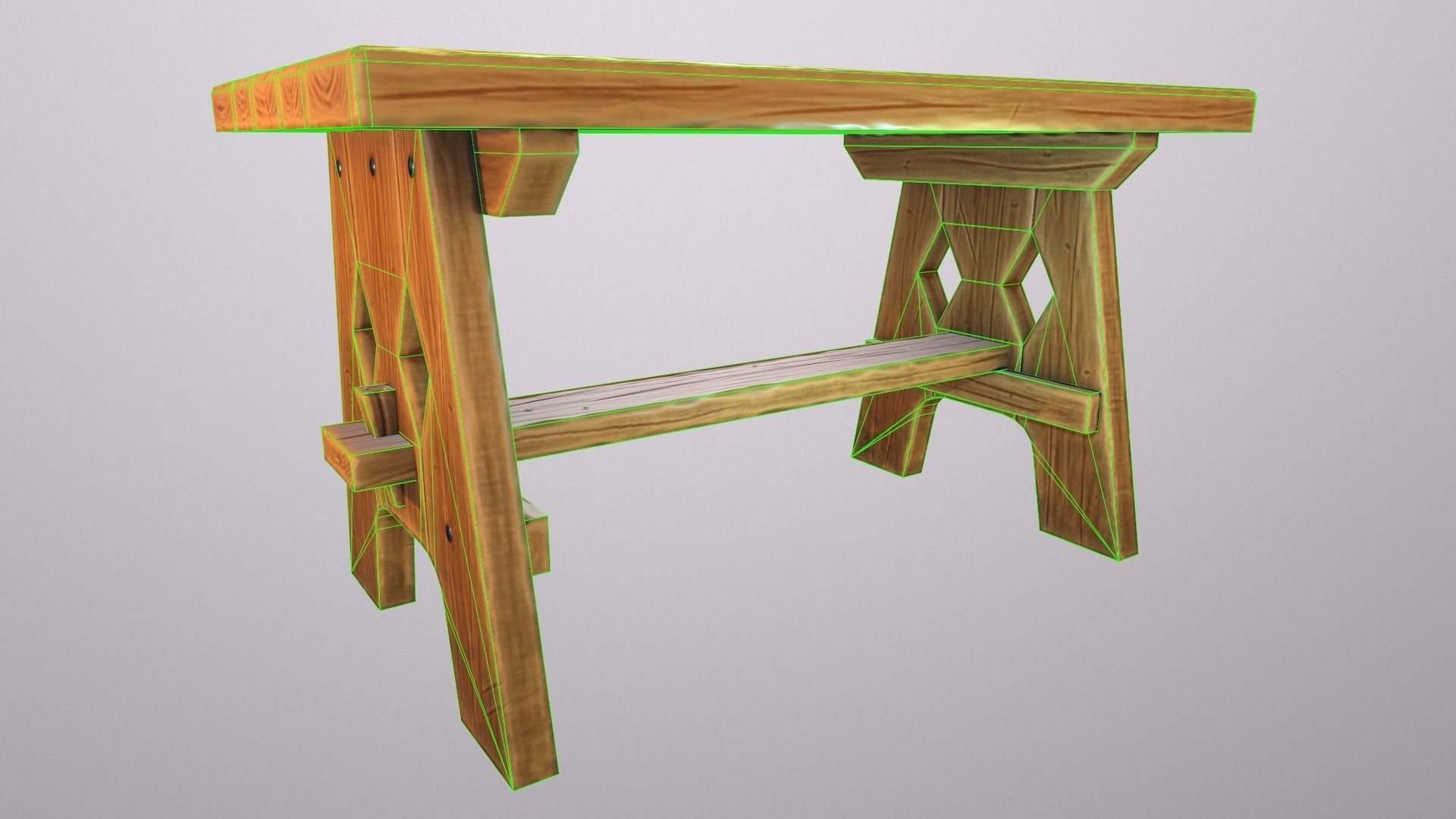 Stylized medieval table Low-poly 3D model_13