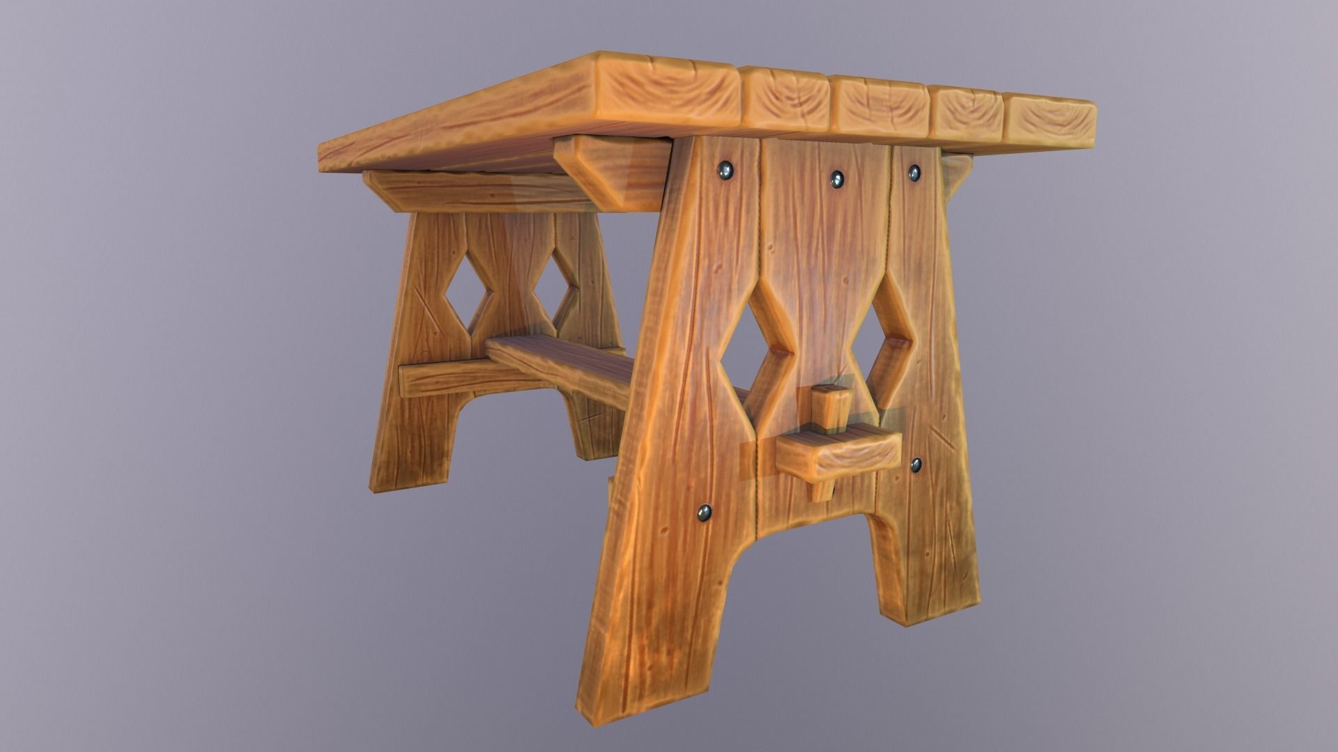 Stylized medieval table Low-poly 3D model_8