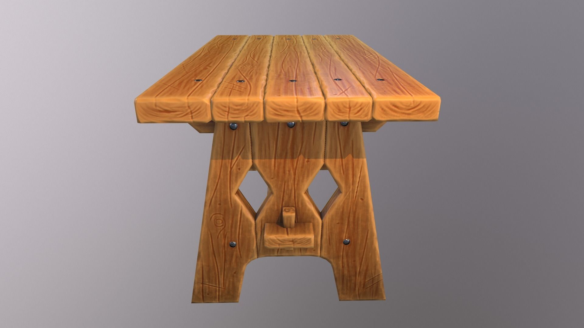 Stylized medieval table Low-poly 3D model_3