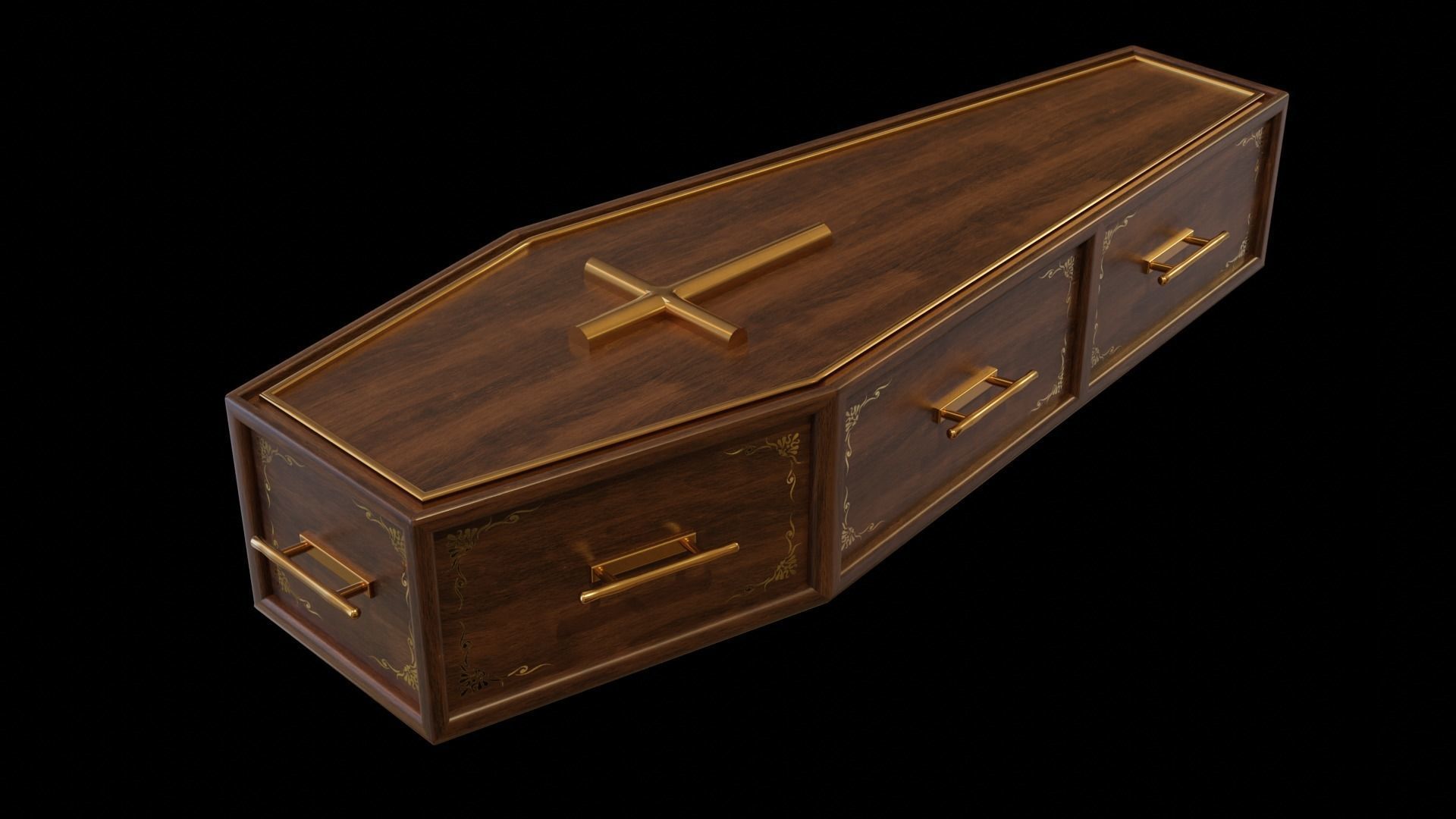 Coffin wooden Low-poly 3D model_9