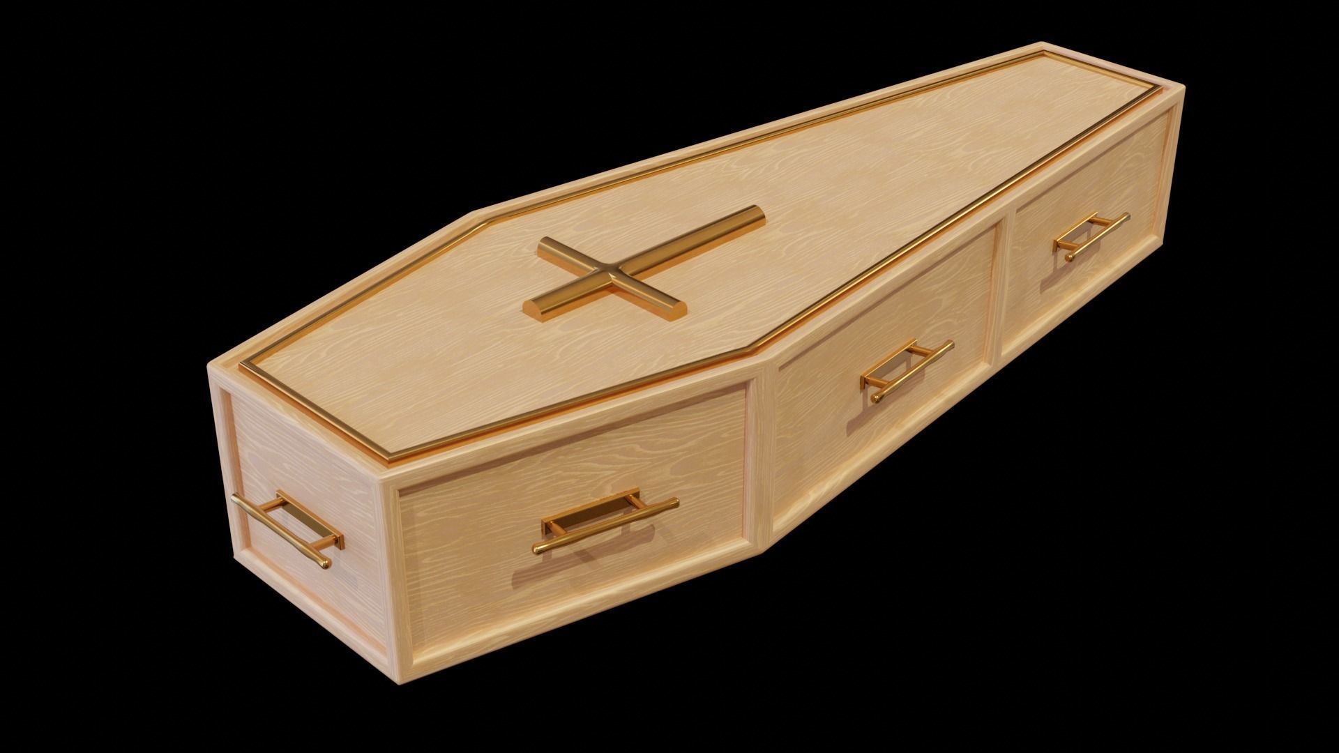 Coffin wooden Low-poly 3D model_4