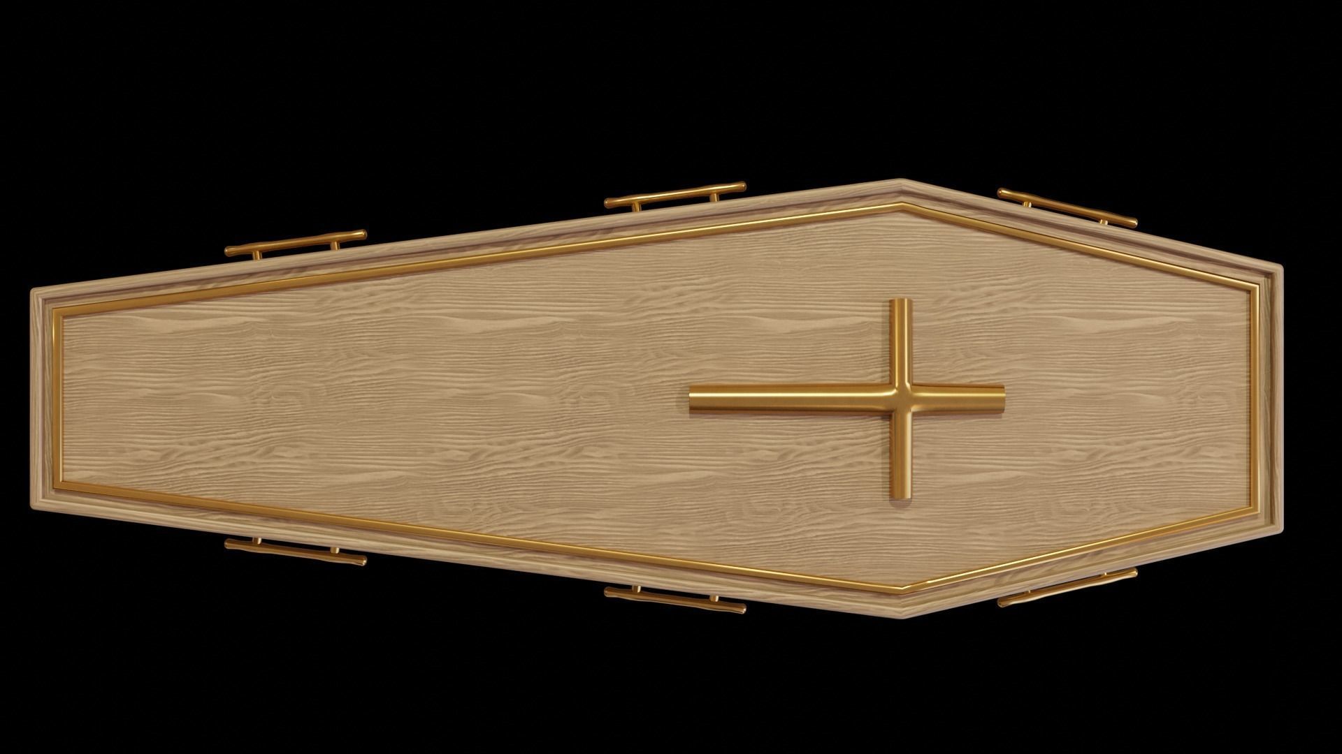 Coffin wooden Low-poly 3D model_2