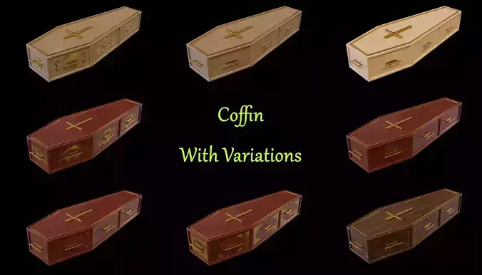 Coffin wooden Low-poly 3D model