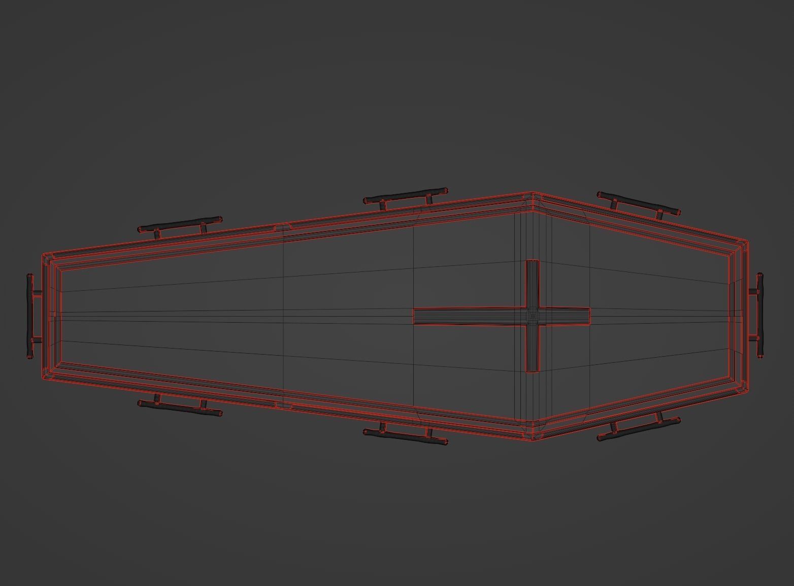 Coffin wooden Low-poly 3D model_14