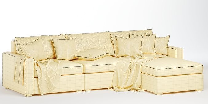Maxwell modular sofa chaise sectional 3D model 6