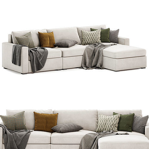 Maxwell modular sofa chaise sectional 3D model 2