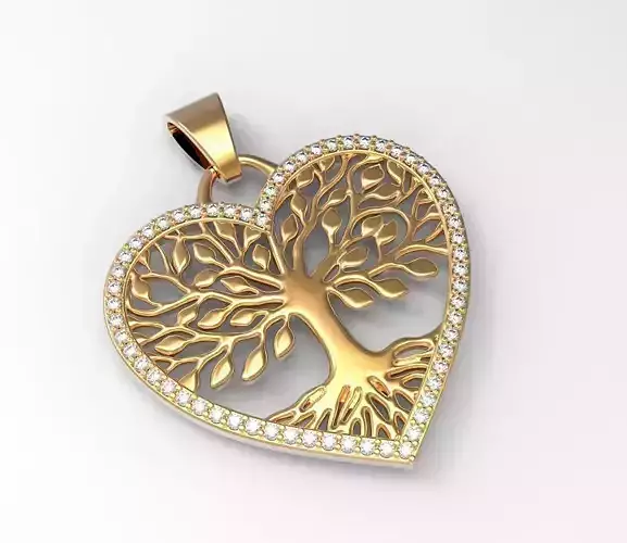 Tree of Life Heart Pendant 3D print model
